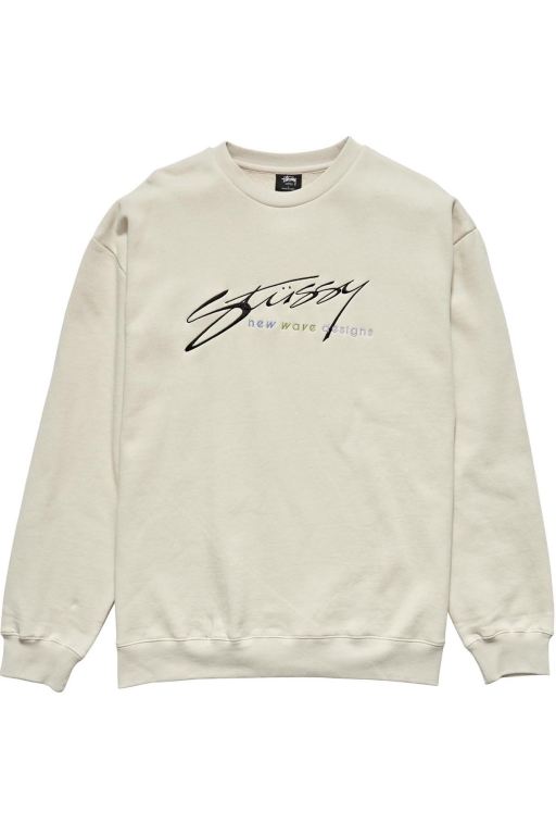 Stussy Mens New Wave 50/50 Crew Sweaters White - GHMUB5984